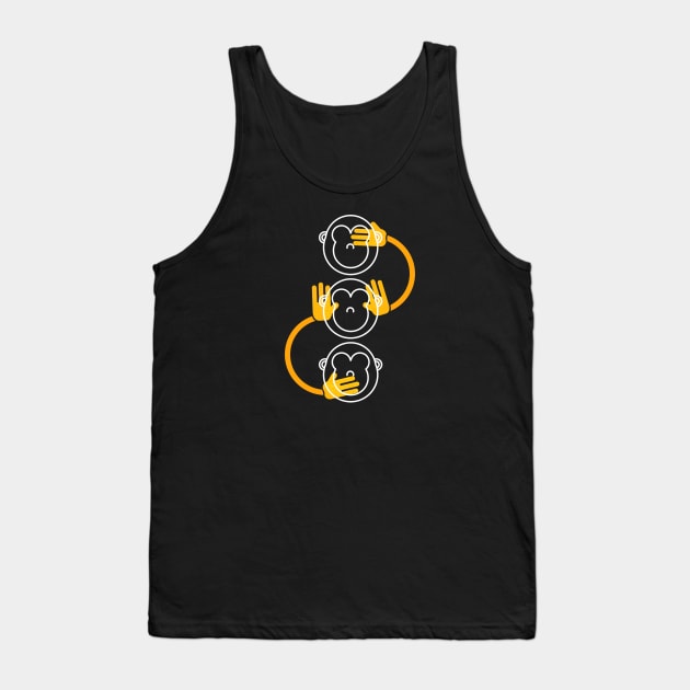 3 Wise Monkeys Tank Top by grdibnz